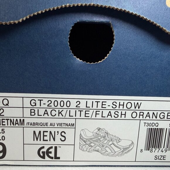 ASICS GT-2000 2 Lite-Show Men’s Running Shoes Black/Lite/Flash Orange Size 9 NEW - Picture 2 of 16